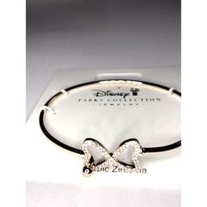 Disney Parks Minnie Bow Rose Gold Tone Cubic Zirconia Bracelet